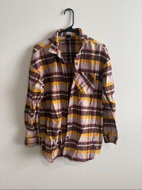 wild fable Yellow Brown Plaid Button-Down Shirt